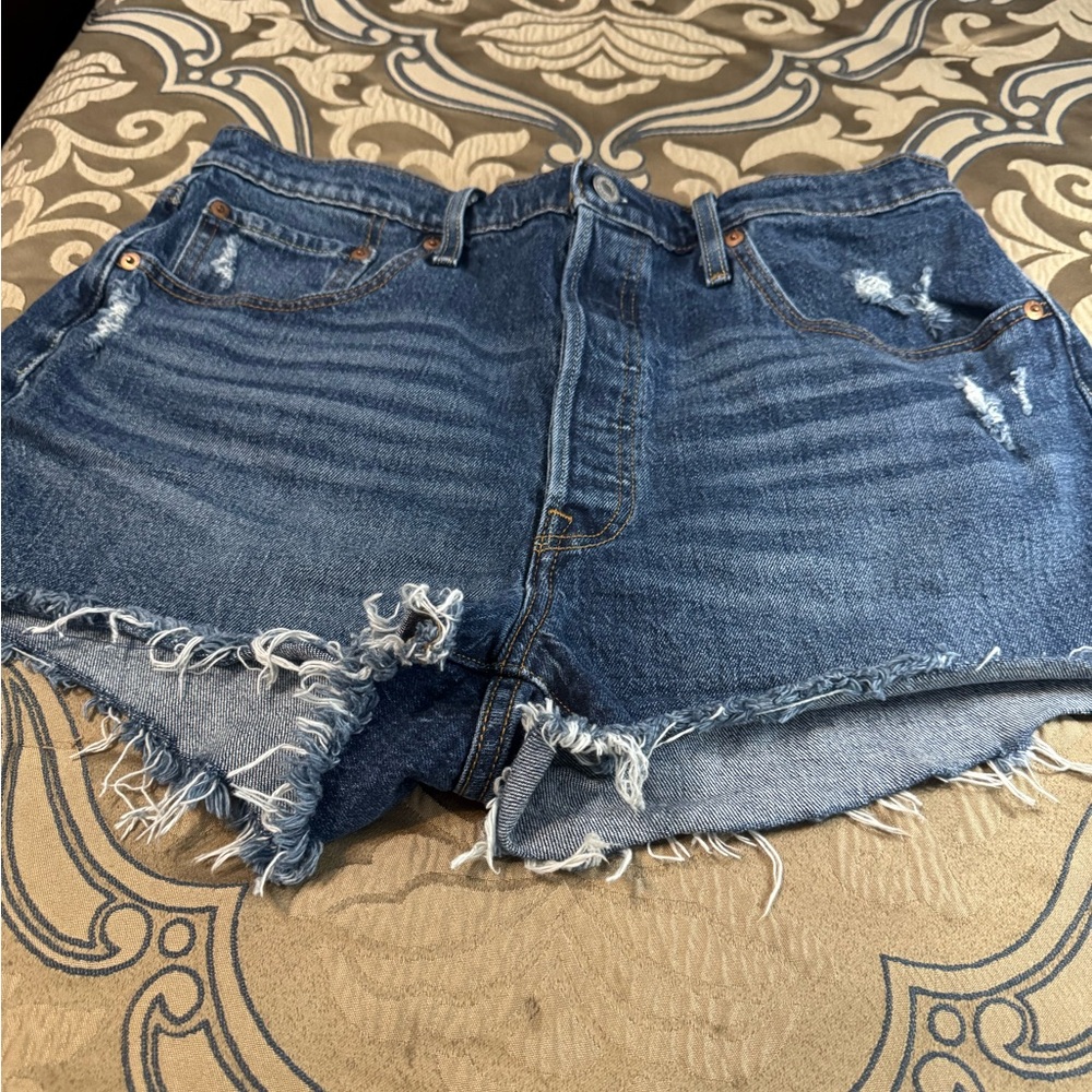 Levi’s 501 Denim Blue Women's Distressed Shorts
